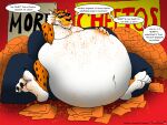 4:3 anthro belly belly_fur big_belly burping calling chair cheetah cheeto_dust cheetos chester_cheetah chicken_sandwich claws contract dialogue electronics empty_eyes eyewear feeding felid feline force_feeding forced furniture gluttony hand_on_belly huge_belly k9manx90_(artist) kfc leftovers male mammal mascot navel navel_outline obese obese_anthro obese_male on_chair overstuffed overstuffing overweight overweight_anthro overweight_male phone phone_call reluctant sitting sitting_on_chair solo speech_bubble stuffing stuffing_(food) sunglasses toe_claws