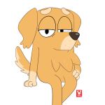 1:1 2023 anthro bird_dog black_eyes bluey_(series) brown_body brown_ears brown_fur brown_nose brown_tail canid canine canis digital_media_(artwork) domestic_dog female fur golden_retriever half-closed_eyes hand_on_leg hand_on_own_leg hi_res hunting_dog looking_at_viewer mammal mrs._retriever_(bluey) multicolored_body multicolored_fur narrowed_eyes pose reddoshirousagi06 retriever simple_background sitting smile solo tail two_tone_body two_tone_fur two_tone_tail white_background