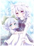  bad_id bad_pixiv_id cirno highres hug kuromame_(8gou) letty_whiterock multiple_girls smile snow snowflakes touhou 
