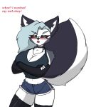 anthro big_breasts blushinf breasts choker cleavage clothed clothing female fluffy fluffy_tail helluva_boss hi_res jewelry loona_(helluva_boss) necklace pace-maker small_waist solo tail thick_thighs wide_hips