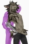  anthro bottomwear bottomwear_down clothed clothing foreskin genitals hi_res hyena male male/male mammal pants pants_down partially_clothed penis priest15125 solo undressing ych 