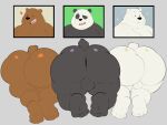 2022 absurd_res angusart anthro anus backsack balls bear big_butt black_body black_nose blush bodily_fluids brown_bear brown_body butt cartoon_network cellphone electronics fur genitals giant_panda glistening grizzly_(we_bare_bears) grizzly_bear group heart_symbol hi_res ice_bear_(we_bare_bears) male male/male mammal overweight overweight_male panda_(we_bare_bears) phone polar_bear rear_view smartphone smile sweat tail take_your_pick teeth through_wall trio ursine we_bare_bears white_body white_fur
