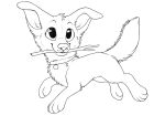  2017 aseethe canine collar digital_media_(artwork) dog feral fur line_art mammal paws smile solo stick 