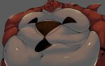anthro bandai_namco big_moobs blush digimon digimon_(species) fat_arms guilmon hand_on_own_belly hi_res jessy_(saintdraconis) looking_at_viewer male moobs morbidly_obese morbidly_obese_anthro morbidly_obese_male nude obese obese_anthro obese_male open_mouth open_smile overweight overweight_anthro overweight_male red_body red_scales saintdraconis scales smile solo white_body white_scales yellow_eyes