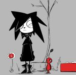 alternative_fashion ambiguous_gender black_hair clothed clothing crossover duo elemental_creature female flora_fauna gglloooopp goth hair humanoid i_can&#039;t_sleep_(youtube) nia_(i_can&#039;t_sleep) nintendo pikmin pikmin_(species) plant red_body red_pikmin simple_background white_body