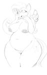  anthrofied applesarcum black_and_white chubby cutie_mark equine female fluttershy_(mlp) friendship_is_magic horse inverted_nipples mammal monochrome my_little_pony nipples overweight pussy shy sketch sunibee thighs wings 