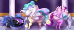 absurd_res anthro big_breasts big_butt biped blues64 blush breasts butt clothing equid equine female friendship_is_magic group hasbro hi_res horn huge_breasts huge_butt hyper hyper_breasts legwear looking_at_viewer looking_back mammal marauder6272 my_little_pony mythological_creature mythological_equine mythology panties princess_cadance_(mlp) princess_celestia_(mlp) princess_luna_(mlp) pupils sibling_(lore) sister_(lore) sisters_(lore) smile thick_thighs thigh_highs trio underwear winged_unicorn wings