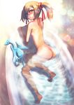  :t ass bath bathing bathtub brown_hair eimelle_(nikukyuu) nude pina_(sao) short_twintails silica sword_art_online twintails water 