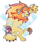  2023 anthro claws digitigrade felid fur lion male mammal official_art pantherine paw_claws pawpads puyo_puyo puyo_puyo_quest regulus_(puyo_puyo) sega solo sparkles yellow_body yellow_fur 