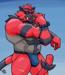 2024 abs absurd_res anthro barazoku biceps big_muscles biped bulge generation_7_pokemon hi_res incineroar looking_at_viewer male male_anthro muscular muscular_anthro muscular_male nintendo pecs pokemon pokemon_(species) solo standing velikanart