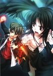  absurdres black_hair high_school_dxd highres hyoudou_issei long_hair miyama-zero official_art raynare reinare short_hair wings 