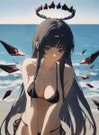  ai-generated bad_link beach highres swimsuit virtuosa_(arknights) 