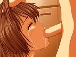  1girl blush brown_hair doushin eyes_closed fellatio oral penis short_hair suou_misaki uncensored 