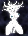 2023 belly big_breasts black_text blue_nipples branch breasts digital_media_(artwork) elemental_creature english_text feet female flora_fauna genitals glowing hands_behind_head hi_res hollow_knight kneeling mature_female nipples nude plant presenting pussy queen royalty simple_background solo strixmystria team_cherry text thelionfish thick_thighs toes treant tree white_body white_lady_(hollow_knight)