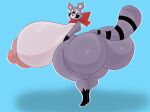 anthro big_breasts big_butt big_nipples breasts butt crossgender female hi_res huge_breasts huge_butt huge_nipples hyper hyper_breasts hyper_butt indigo_park kerchief luxioboi22 mammal neckerchief nipples procyonid puffy_nipples raccoon rambley_(indigo_park) solo thick_thighs wide_hips