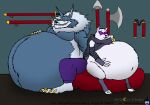 alopex anthro axe bandage battle_axe bellies belly belly_fur big_belly buddies canid canine canis capcom claws clothing darkstalkers duo fangs female female_pred finger_claws fox fur grin hand_on_belly hand_on_shoulder happy holding_belly hoodie jon_talbain k9manx90_(artist) katana looking_at_another male male_pred mammal melee_weapon multiple_pred navel navel_outline nunchaku obese obese_anthro obese_female obese_male overweight overweight_anthro overweight_female overweight_male polearm satisfied satisfied_look sharp_teeth sitting sitting_on_bean_bag smile spear stuffing sword teenage_mutant_ninja_turtles teeth toe_claws topwear unseen_prey vore weapon weapons_on_wall wolf wrappings