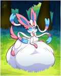 absurd_res blue_eyes border detailed_background digestion duo eeveelution els3d female female_pred feral fur fur_markings generation_6_pokemon hi_res larger_prey markings nintendo pink_body pink_fur pokemon pokemon_(species) quadruped ribbons_(anatomy) smaller_pred sylveon vore white_body white_border white_fur