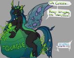 anthro areola arthropod belly big_belly big_breasts breasts changeling changeling_queen equid equine female female/female friendship_is_magic green_areola green_nipples group hasbro horse itzwooloo mammal my_little_pony nipples onomatopoeia pony predator/prey queen_chrysalis_(mlp) rumbling_stomach sound_effects text vore
