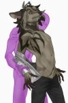  anthro clothing fan_character hi_res hyena male mammal priest15125 solo undressing ych_(character) 
