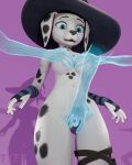 101_dalmatian_street 101_dalmatians 3d_(artwork) 4:5 absurd_res anthro anthrofied black_body black_fur blue_eyes breast_grab breasts canid canine canis clothing collar dalmatian digital_media_(artwork) disembodied_hand disney dolly_(101_dalmatians) domestic_dog female fingering fingerless_gloves fur gloves hand_on_breast handwear hat headgear headwear hi_res mammal mayosplash mostly_nude open_mouth simple_background solo that1furrydude1 vaginal vaginal_fingering white_body white_fur witch_hat