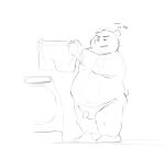 0ottotto0 2024 anthro balls bear belly big_belly clothing english_text genitals hi_res kemono male mammal monochrome overweight overweight_male penis sketch solo text underwear
