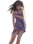  character_request highres ice2002 idolmaster idolmaster_cinderella_girls long_hair looking_at_viewer naked_towel simple_background smile solo towel white_background 