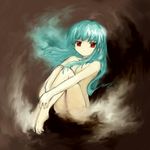  bad_id bad_pixiv_id barefoot galaxy_angel green_hair hair_down jitome leg_hug long_hair looking_at_viewer nude nyama red_hair solo vanilla_h 