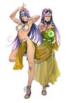  circlet dragon_quest dragon_quest_iv dress feet hands homare_(fool's_art) legs lips loincloth long_hair manya midriff minea multiple_girls navel pelvic_curtain purple_eyes purple_hair yellow_dress 