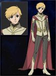  artist_request blonde_hair boots cape gloves green_eyes jomy_marquis_shin lowres male_focus solo standing toward_the_terra 