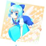  bad_id bad_pixiv_id barefoot carrying cirno dress food hairband hamamo popsicle snow solo touhou wings 