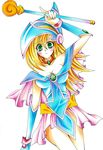  ayuko_(ayuco) bad_id bad_pixiv_id bare_shoulders blonde_hair blush cape dark_magician_girl detached_sleeves duel_monster green_eyes hat long_hair marker_(medium) pentacle skirt solo staff traditional_media wand wizard_hat yuu-gi-ou yuu-gi-ou_duel_monsters 