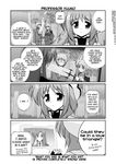  2girls bardiche caro_ru_lushe clenched_hand closed_eyes comic energy_sword fate_testarossa fingerless_gloves glasses gloves greyscale hard_translated hat kerykeion lyrical_nanoha magical_girl mahou_shoujo_lyrical_nanoha_strikers mikage_takashi military military_uniform monochrome multiple_boys multiple_girls shario_finieno sword translated uniform weapon yuuno_scrya 