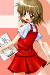  gao_(naodayo) hair_ornament hidamari_sketch pencil school_uniform short_hair sketchbook solo wooden_pencil x_hair_ornament yuno 