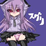  bad_anatomy nanaya panties solo striped striped_panties suguri suguri_(character) thighhighs underwear 