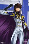  absurdres artist_request bangs cape code_geass highres knights_of_the_round_uniform kururugi_suzaku male_focus scan solo 
