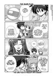  2girls ahoge blush blush_stickers caro_ru_lushe closed_eyes comic erio_mondial glasses greyscale hard_translated heart lyrical_nanoha mahou_shoujo_lyrical_nanoha_strikers mikage_takashi military military_uniform monochrome multiple_girls shario_finieno strada translated tsab_ground_military_uniform uniform watch wristwatch 