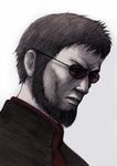  bad_id bad_pixiv_id beard facial_hair highres ikari_gendou male_focus neon_genesis_evangelion realistic sketch solo spot_color sunglasses yatya 