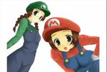  genderswap luigi mario mario_(series) multiple_girls super_mario_bros. 