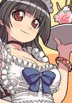  black_hair bracelet breasts choker hijiri_rei jewelry large_breasts long_hair lowres maid pani_poni_dash! parfait red_eyes solo tachibana_rei tray 