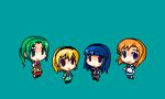  blonde_hair furude_rika higurashi_no_naku_koro_ni houjou_satoko identity lowres multiple_girls obscur oekaki pantyhose pixel_art ryuuguu_rena sonozaki_mion 