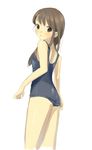 1girl ass back bad_id bad_pixiv_id blush brown_eyes brown_hair copyright_request long_hair one-piece_swimsuit school_swimsuit solo swimsuit 