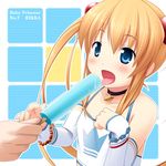  amatsuka_rikka baby_princess blonde_hair blush food hair_bobbles hair_ornament inuarashi lowres open_mouth popsicle sexually_suggestive solo tongue 