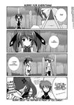  anger_vein belt buckle comic fingerless_gloves gloves greyscale hard_translated headband jacket lyrical_nanoha magical_girl mahou_shoujo_lyrical_nanoha_strikers midriff mikage_takashi monochrome multiple_girls open_clothes open_jacket single_fingerless_glove subaru_nakajima teana_lanster translated tree twintails waist_cape 