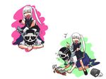  artist_request braid chibi closed_eyes izayoi_sakuya kooh long_hair max_(pangya) multiple_girls pangya parody touhou twin_braids twintails white_hair 