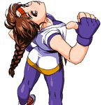  bad_id bad_pixiv_id braid brown_eyes brown_hair dougi headband lowres oekaki ryuuko_no_ken sash shoes single_braid socks solo spandex standing the_king_of_fighters thumbs_up ug_(ugg) yuri_sakazaki 