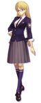  alternate_costume ar_tonelico ar_tonelico_ii blazer blonde_hair braid chroche_latel_pastalie glasses jacket long_hair nagi_ryou necktie official_art purple_eyes school_uniform skirt solo 