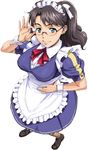  blue_eyes brown_hair glasses lena_sayers maid my-otome my-otome_s.ifr nigou solo wrist_cuffs 