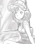  belt doris_wave giant_gorg greyscale headphones kakkii monochrome solo visor_cap 