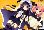  2girls black_hair halloween inu_x_boku_ss pink_hair roromiya_karuta shirakiin_ririchiyo stockings tail thighhighs yukie 