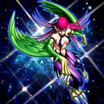  armpits breasts claws duel_monster harpie_lady monster_girl navel no_bra pink_hair pointy_ears wings yu-gi-oh yu-gi-oh! 